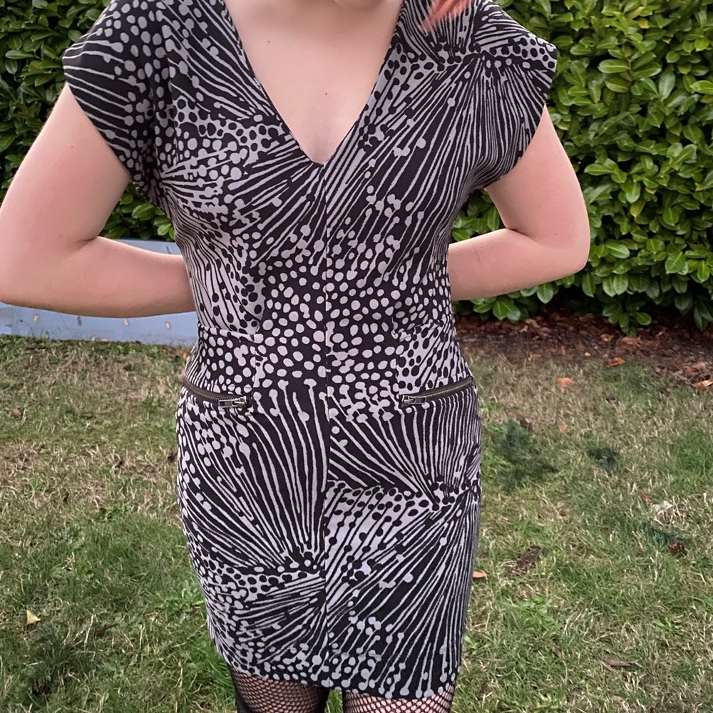 Modern Edgy Pattern 🖤🤍 Dress with Zippers